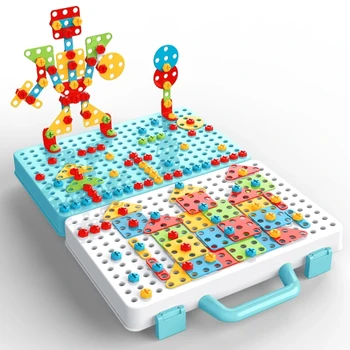 Bērnu Urbt Uzgriezni Puzzle Izlikties Spēli Instrumentu Urbt 3D Puzzle Modes Urbis Urbju Komplekts Ēkas Nagu Valdes Dizaina Rotaļlietas