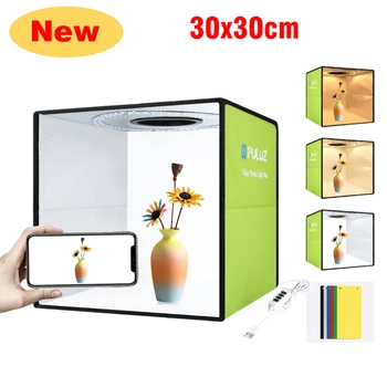 30x30CM Foto Studija LED Gaismas Softbox Lightroom Dimming Locīšanas Šaut Telts Ar 6 Krāsas Backdrops Produktu Fotogrāfija