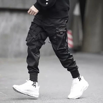 Ir 2021. Bikses Vīriešu Joggers Bikses Multi-kabatas, Elastīga Vidukļa Harēma Bikses Vīriešu Hip Hop Streetwear Treniņbikses Zīmuli Bikses Techwear