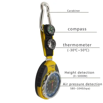 Portatīvo 4in1 Mehāniskās Kompass, Barometrs, Altimetrs, Augstuma Galda Termometrs LED Lukturīti Mini Kompass, Tūrisma inventārs
