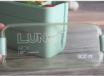Plastmasas Pusdienu Kārbas Portatīvie 3 Slāni Veselīgu Pārtiku Konteineru Mikroviļņu Krāsns Pusdienas Bento Kastes Videi Draudzīgu Lunchbox 900ml