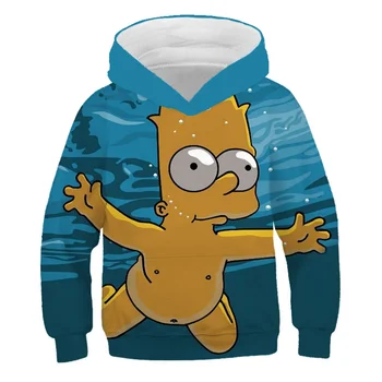 Jaunu 3D Simpson sporta Krekls Hoodies Bērniem, hoodies Meitenes Zēni Bērni ar garām Piedurknēm poliestera Rudens un ziemas Simpsons Topi Apģērbi