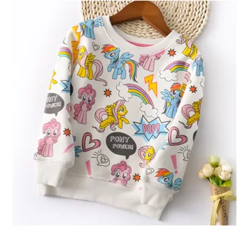2019. gada Pavasarī Bērniem Meitene Zēnu Hoodies T-krekls Bērnu O-veida kakla Karikatūra Unicorn Vilnas, Bieza, Varavīksnes Outwear Topi bērniem sporta Krekli