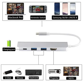 USB C uz HDMI Adapteri Samsung DeX Stacijas Darbvirsmas Pieredzi Galaxy Note8/S8/S8+/S9/S9+,Nintendo Slēdzis, MacBook Pro 2