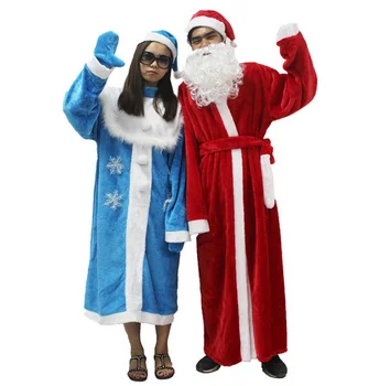 Pieaugušo Ziemassvētku Tērpu Santa Claus Cosplay Kostīmu Flocking+Trušu Kažokādas Cosplay Kostīmu Ziemassvētku Un Jaunā Gada Puse Kostīmu Unisex