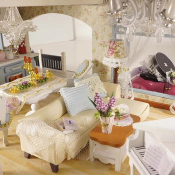 DIY Leļļu Nams Wodden Miniatūru Mēbeles Komplekts Koka Namiņš Miniaturas Rotaļlietas Bērniem Ziemassvētku Dāvana Jaunas A32