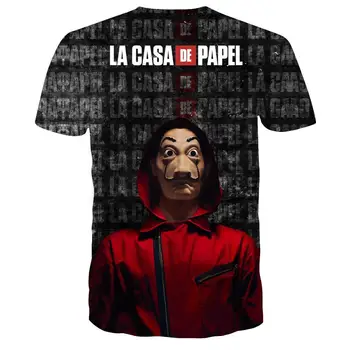 Vīriešu T Krekls Smieklīgi Dizaina La Casa De Papel T Krekls Vīriešiem 3D Iespiesti Vīriešiem ar Īsām Piedurknēm Māja Papīra T-Krekls Topi Hip Hop T Krekls