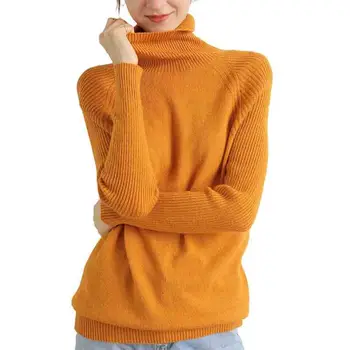 Merino Vilna, Kašmira Džemperis Sievietēm augstu uzrullētu apkakli garām Piedurknēm Rudens Ziemas Džemperis Sieviešu Džemperis Adīšanas Sieviešu Džemperis Džemperis