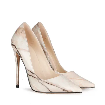 Modes retro akmens modelis sieviešu balta vienas kurpes super augstu papēdi sekla muti lakādas augstpapēžu kurpes 46/47 lielā izmēra