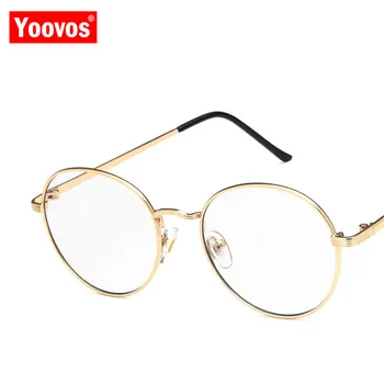 Yoovos Ir 2021. Brilles Rāmis Sievietēm, Apaļas Brilles Rāmji Zila Alumīnija Briļļu Vintage Zīmolu Dizaina Okulary Metāla Glāzes Vīriešiem