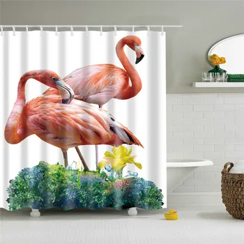 Dzīvniekiem Flamingo Ziemeļvalstu Bildes Ūdensizturīgs Dušu Aizkariem, Vannas istabā 3d Izdrukas Poliestera Vannas Ekrāna, Mājas Dekoru