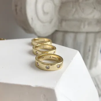 925 sterling sudraba viena apļa blīvs zircon gredzeni, zelta kārtu modes izsmalcinātu gredzeni sievietēm 2018 jaunu zircon rotaslietas dāvanu