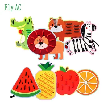 Lidot AC Rotaļlieta - Koka Cilpu Dzīvnieku augļu Vītnes Rotaļlietas Ceļojumu Spēli Montessori Agrīnās Mācīšanās naudas Mehānisko Prasmes Izglītības Dāvanu