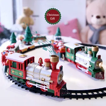 Gaismas Un Skaņas Ziemassvētku Train Set Dzelzceļa Sliežu Rotaļlietas Ziemassvētki Vilcienu Dāvana, Ziemassvētku Rotājums Mājās Lokomotīvju Dzinēju Automašīnām