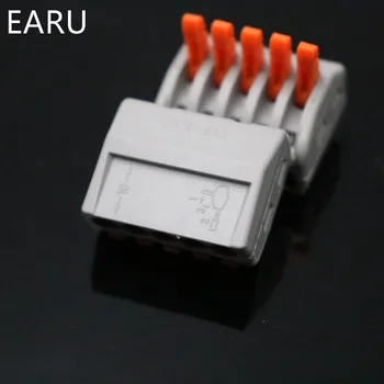 20Pcs 222-415 PCT-215 PCT215 Universāla kompakta vadu elektroinstalācijas, 5 Pin savienotājs vadu spaiļu bloka sviru 0.08-2.5mm2