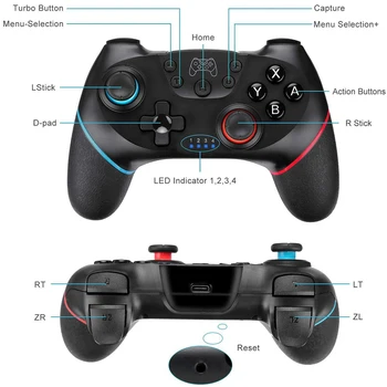 Bezvadu Bluetooth Gamepad Par Nintend Slēdzis Pro NS-Switch Pro Spēle Kursorsviru Kontrolieris Ar 6-Asi Rokturis ar Slēdzi Konsoles