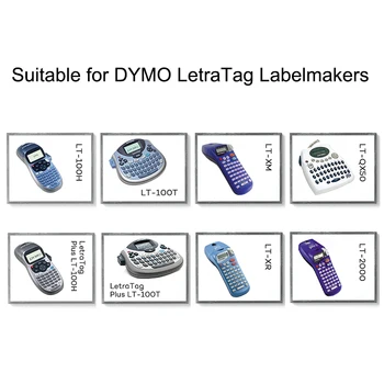 4 Pack 12mm letratag lentes saderīgu dymo label printer 91202 91203 91204 91205 dymo letratag par LT-100.H etiķetes maker mašīna