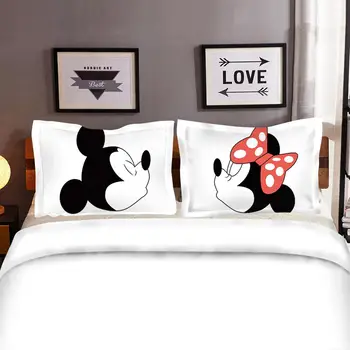Karstā Pārdošanas Disney Mājas Gudrs Mickey Mouse Gultas Komplekts Karikatūra Kokvilnas Gultas Veļa Bērniem Zēni Meitene Dāvanu Sega sedz, Plakanas Loksnes