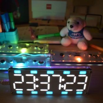 DIY Lielā Ekrāna 6 Ciparu Divu Krāsu LED Pulkstenis Komplekts Touch Kontroli w Temperatūra/Datums/Nedēļu Stundas piebalsot ar apgaismojumu flash atgādināt
