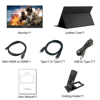 CŪKDELFĪNS 17.3 collu Portatīvo monitoru HD IPS ekrānu USB C HDMI datoru paplašināšanas, slēdzis, PS3, PS4 attēlot 1080P