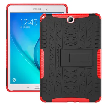 Hibrīda Stāvēt Grūti, Gumijas Bruņas Tablet Case For Samsung Galaxy Tab 9.7 collu T555 T550 SM-T555 SM-T550 P550 antidetonācijas Vāciņu