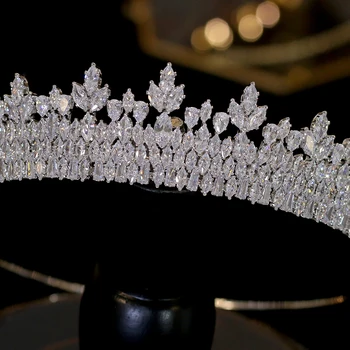 New augstas kvalitātes cirkonija kronis līgavas tiara vainaga kāzu matu aksesuāri tiara galvu kristāla kronis absolvēšanas rotaslietas