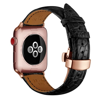 Par Sērijas 6 SE 5 4 3 Apple Skatīties Joslas 38mm 40mm 42mm 44mm Īstas Ādas iwatch Siksna Melnā Smartwatch Jostas.