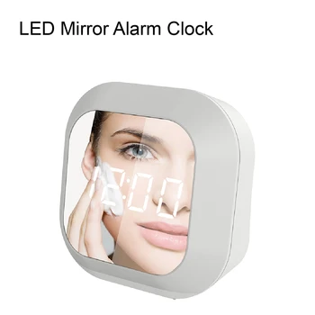 Elektronisko USB modinātājs spogulis ar LED ekrāns, ciparu bērni no rīta pamosties pulksteņa nakts pulkstenis ar termometru un atlikt
