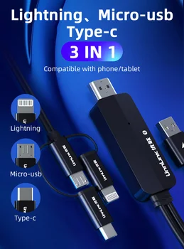 Unnlink USB uz HDMI-saderīgam Spoguļi Lietie Pārvērst Kabeli kopā ar Audio MHL iPhone iPad Apgaismojums Android Tālrunis Mi Micro USB