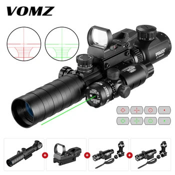 3-9X32EGC Taktiskās Redzes Red Green Izgaismotas Riflescope Hologrāfiskā Reflekss 4 Tīkliņš Dot Combo Medību Šautene Jomu