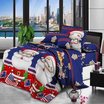 Ziemassvētku un Santa Claus Gultas Komplekts Sniegavīrs Iespiesti Sega sedz divdaļīga Trīs-gabalu, Queen, King Size Dāvanu Karikatūra Mājas Tekstila