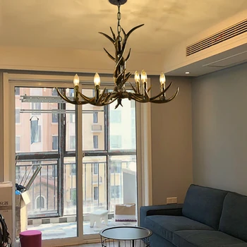 Amerikāņu Valstī, Retro stila Raga Sveķu Lustras Lampas Modernās Ēdamistabas Gaismeklis, Dzīvojamā Istaba LED Dekoratīvais apgaismojums