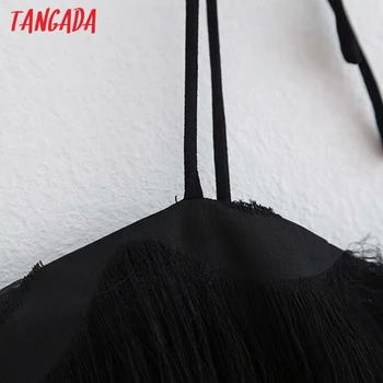 Tangada Sieviešu Melns Pušķis Puse Kleita bez Piedurknēm Sievietēm Mini Kleitas Vestidos 4H24