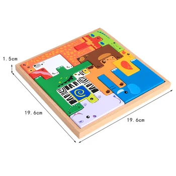 Radošā Dzīvnieku Celtniecības Bloki Puzzle Board Spēles Ģimene/Persona Labākā Dāvana Bērniem Krāsains Smieklīgi Koka Spēle