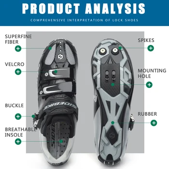 Sidebike MTB velo apavi velo sporta profesionālās Velosporta apavi un pedāļu komplekti, tostarp MTB pedāļi