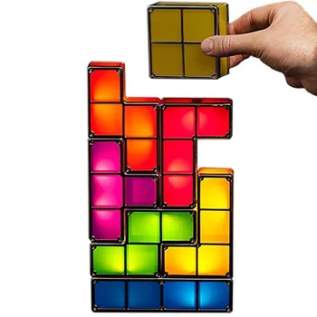 Dropship Uzlabot DIY Tetris Nakts Gaisma Krāsains Paaugstināma Tangram Puzles 7 Gabali, LED Indukcijas Bloķēšanas Indikators 3D Rotaļlietas, Dāvanu