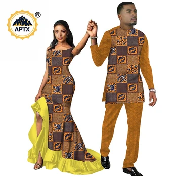 Āfrikas Apģērbu Pāri Āfrikas Kleitas, Sieviešu un Vīriešu Uzvalki, Saskaņojot Pāris Apģērba Āfrikas Ankara Print Drēbes S20C009