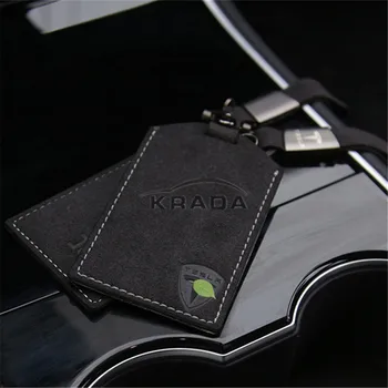 1X Alcantara Keybag Par Tesla Model 3 2016-2020 Komfortablu Tekstūru Ādas Keychain Atslēgas Fob Kartes Turētāju, Auto Piederumi