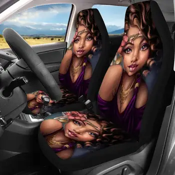 HUGSIDEA 2GAB Mākslas Melnās Āfrikas Meitene Dizaina Universālie Auto Priekšējā Sēdekļa Pārvalki Aizsargs attiecas Spilvena Pad Paklājiņš Auto Interjera Dekori