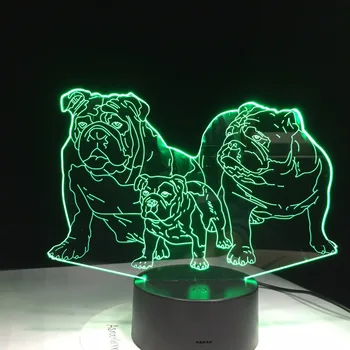 Mopsis Suns Ģimenes 3D Led Gaismas Galda Lampas Jaunums 7 Krāsu Maiņa Usb Nakts Apgaismojums, Mājas Dekors Gultas Dzīvnieku Radošo Bērniem Dāvanu
