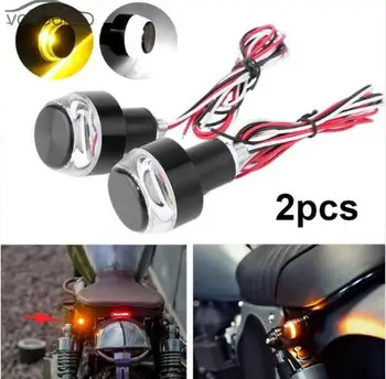 2 GAB., CNC Motociklu Amber LED vilcējstienis Beigu Indikators Rokturis Plug Pagrieziena Signāla Gaismu 22mm Stūres