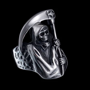 Nextvance Nerūsējošā Tērauda Elli Nāves Grim Reaper Gredzenu Retro Motociklu Vīrieša Galvaskausa Skelets Gredzeni Halloween Dāvanu