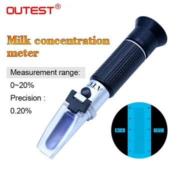 Rokas Refraktometrs 0-20% Piena Koncentrācijas Mērītājs refractometro briksa Pasākums 0.2% Precizitāti RZ125