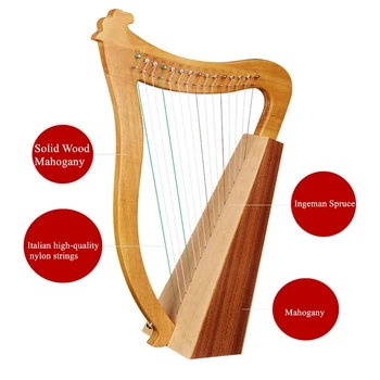 19 String Augstas Kvalitātes Lira Portatīvo Mūzikas Instruments-Arfa 15-Stīgas Masīvkoka Un Finiera Lira Stīgu Instrumentu