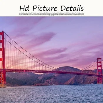 Saulrieti Dabas Golden Gate Tilts, Krasta Ainavu Veidošana Kanvas Glezna Plakāti un Izdrukāt Sienas Mākslas Aina Dzīvojamā Istaba