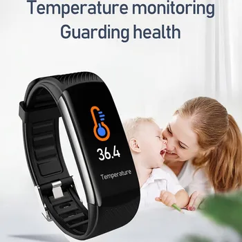 C6T Ķermeņa Temperatūra Smart Aproce Ūdensizturīgs Skatīties Sirdsdarbības Monitors Smartband Aproce Fitnesa Veselības Dienesta Smartwatch