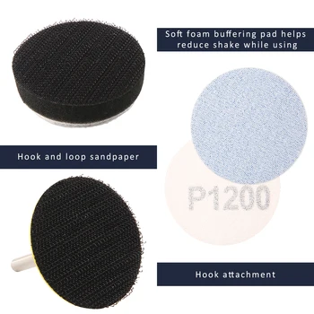 200pc 2 Collu Flocking Smilšpapīrs Set Disku Slīpēšana abrazīvie Materiāli Hook & Loop Atbalstītāja Plate Pulēšanas un Tīrīšanas Rīki