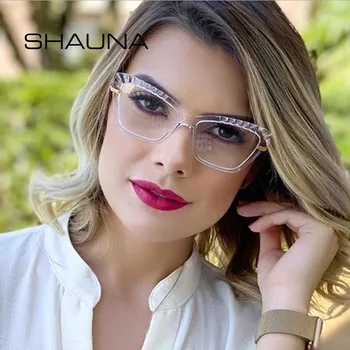 SHAUNA TR90 Anti-Zila Gaisma Brilles Rāmis Pavasara Viru Sieviešu Kaķu Acs Optiskie Rāmji