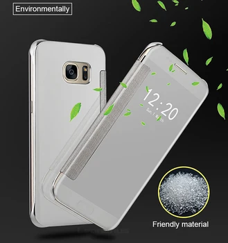 Smart Skaidru Skatu Spogulis Flip Case For Samsung Galaxy S5 S6 S7 Malas Note5 Note8 S8 Plus Telefonu Gadījumā Samsung S7 S9 Vāciņu