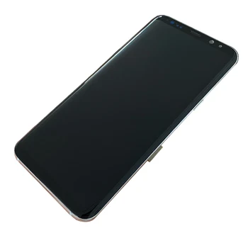 SUPER AMOLED S8 LCD Ar Rāmi Samsung Galaxy S8 G950 G950F Displejs S8 Plus G955 F955F Touch Screen Montāža Ar Melnu Punktu